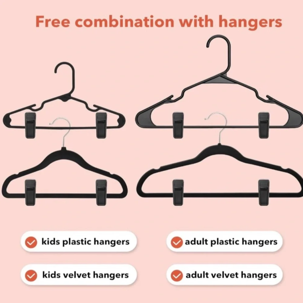 Set/24 Flat Thin Felt Velvet Hanger Clips for Pants and Skirts
